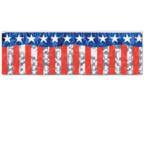 Metallic Stars And Stripes Fringe Banner 14in x 4ft Each