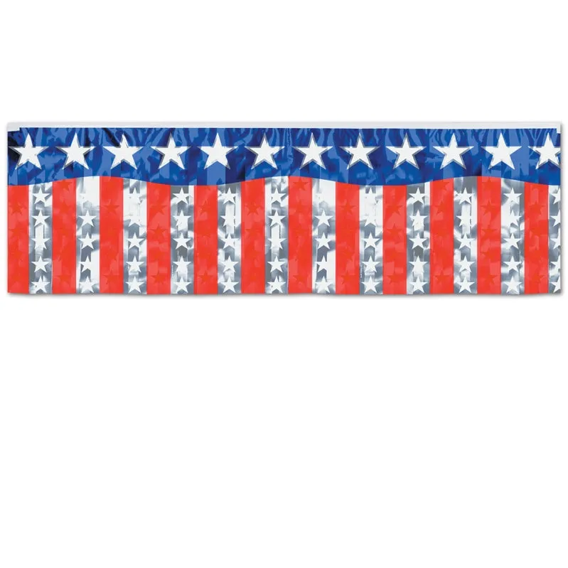 Metallic Stars And Stripes Fringe Banner 14in x 4ft Each