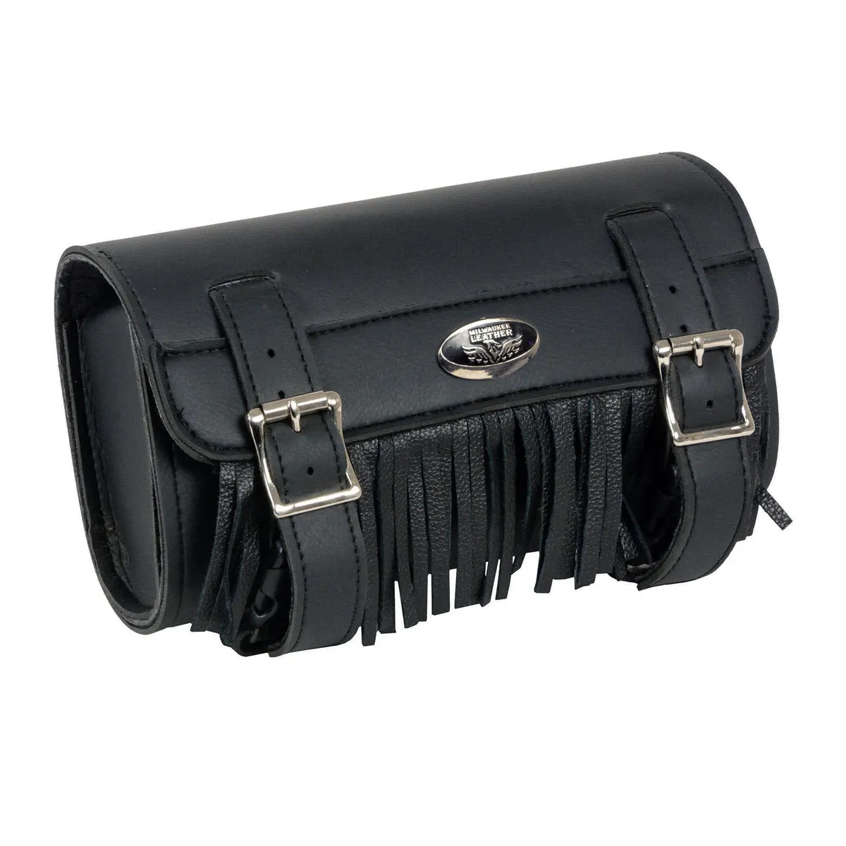 Milwaukee Performance SH498 Black PVC Large Two Buckle Fringed Tool Bag for Motorcycles