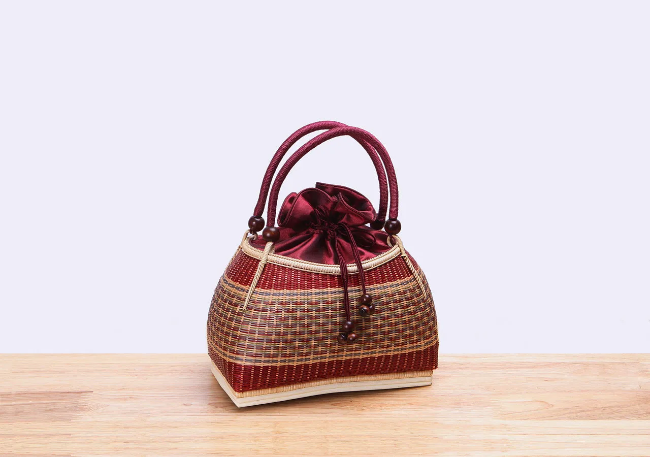 Mini Bamboo Wicker Handbag (Red)