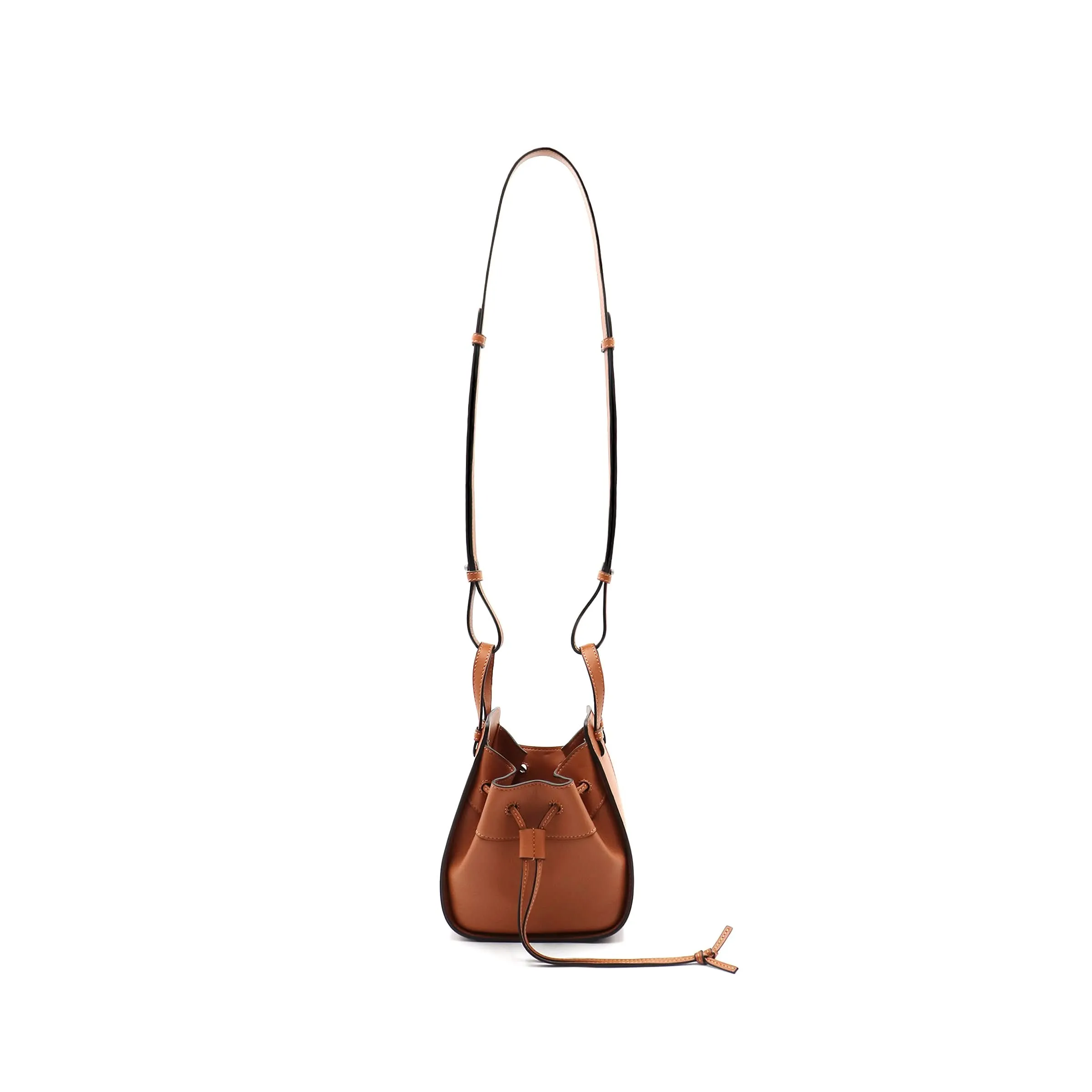 Mini Hammock Drawstring Bag in Calfskin in Tan