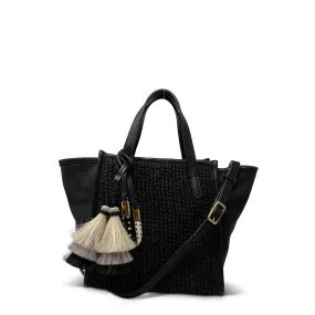 MINI TOTE - BLACK RAFFIA