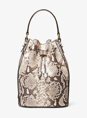 Monogramme Medium Python Embossed Leather Bucket Bag