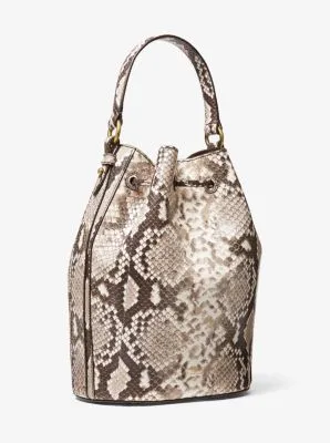 Monogramme Medium Python Embossed Leather Bucket Bag