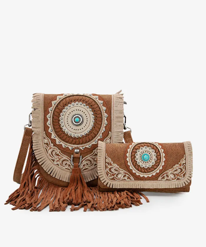 Montana West Concho Fringe Crossbody Purse Set