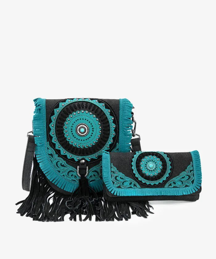 Montana West Concho Fringe Crossbody Purse Set