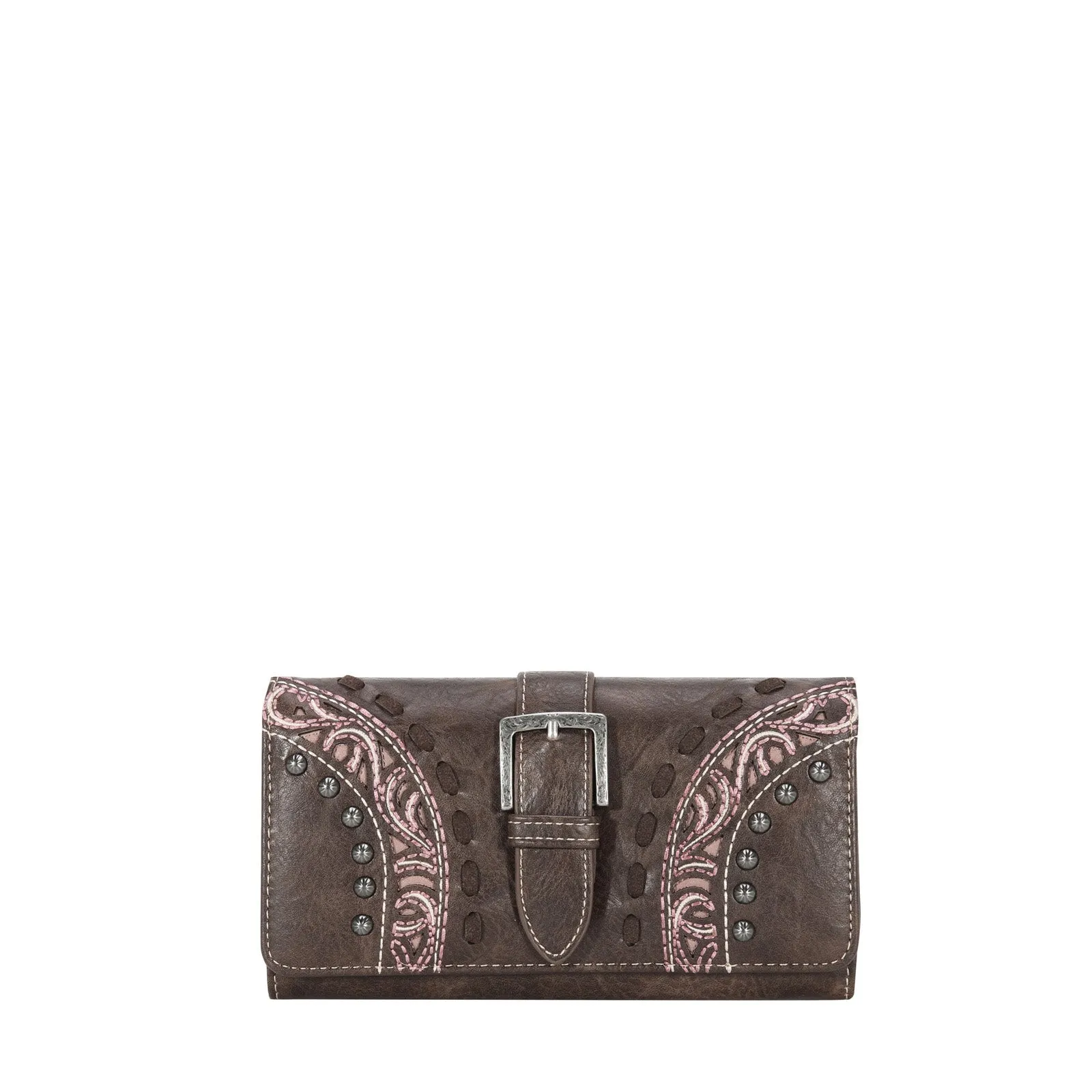 Montana West Embroidered Cut-out Boot Scroll Buckle Wallet