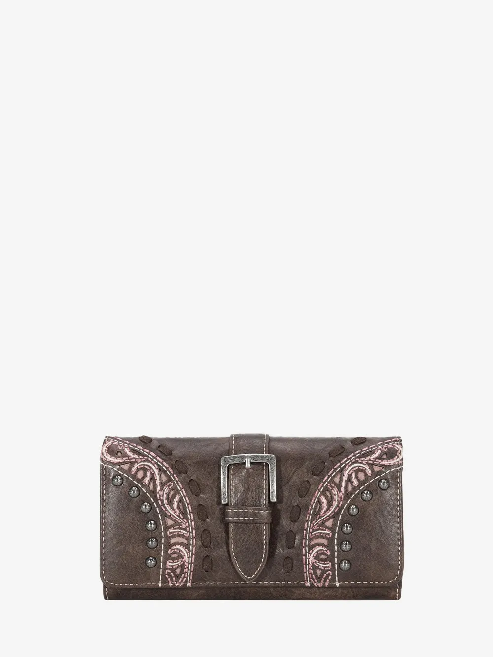 Montana West Embroidered Cut-out Boot Scroll Buckle Wallet