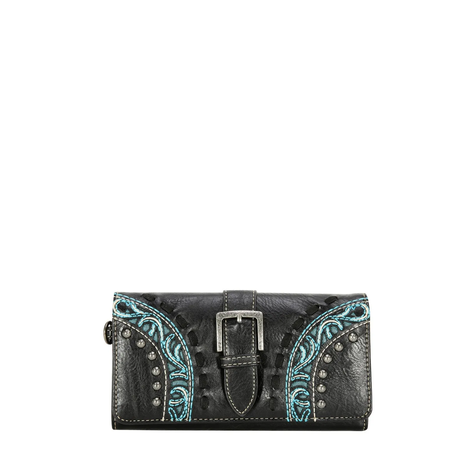 Montana West Embroidered Cut-out Boot Scroll Buckle Wallet