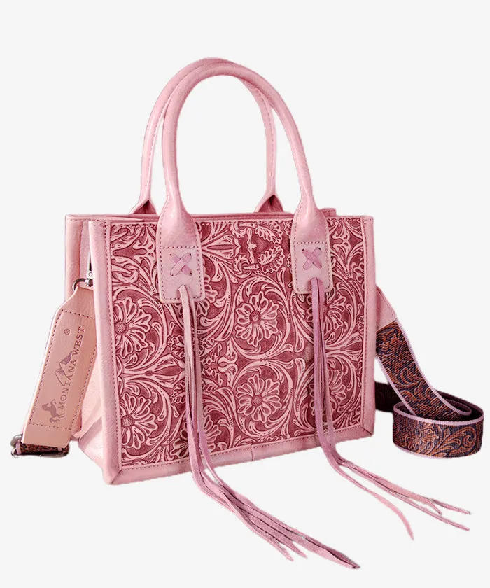 Montana West Fringe Tooled Tote Bag