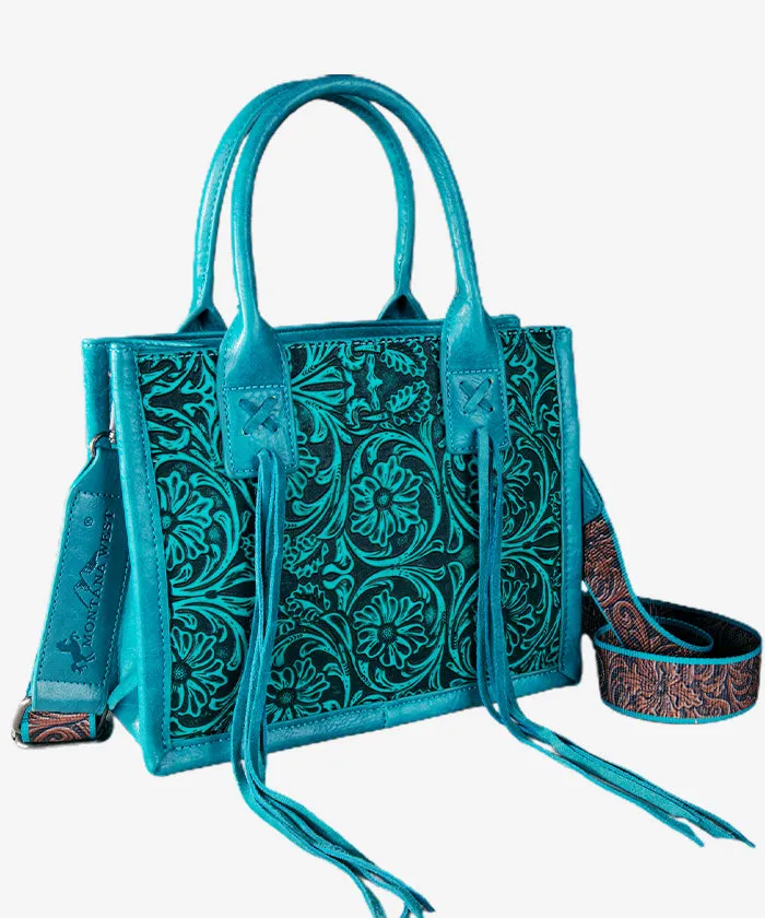 Montana West Fringe Tooled Tote Bag