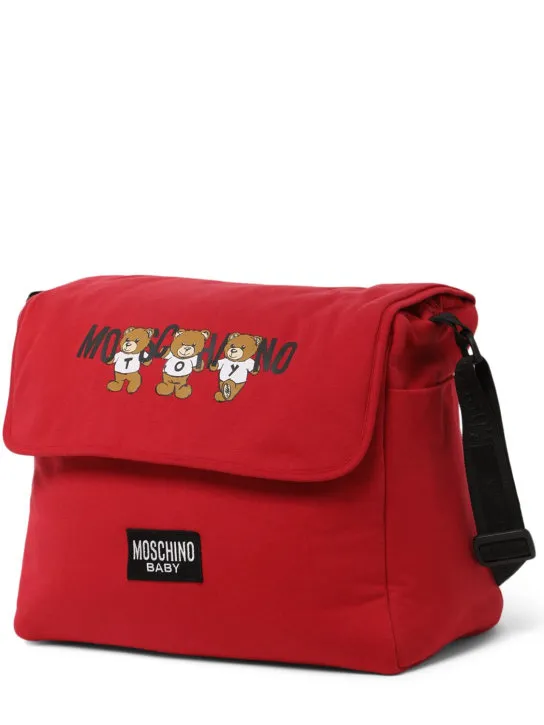 Moschino   Printed cotton changing bag w/ mat 