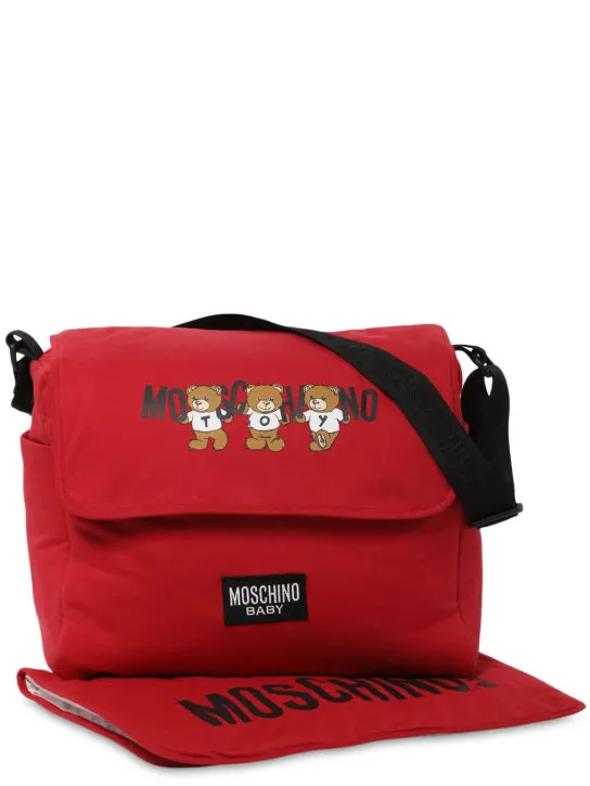 Moschino   Printed cotton changing bag w/ mat 