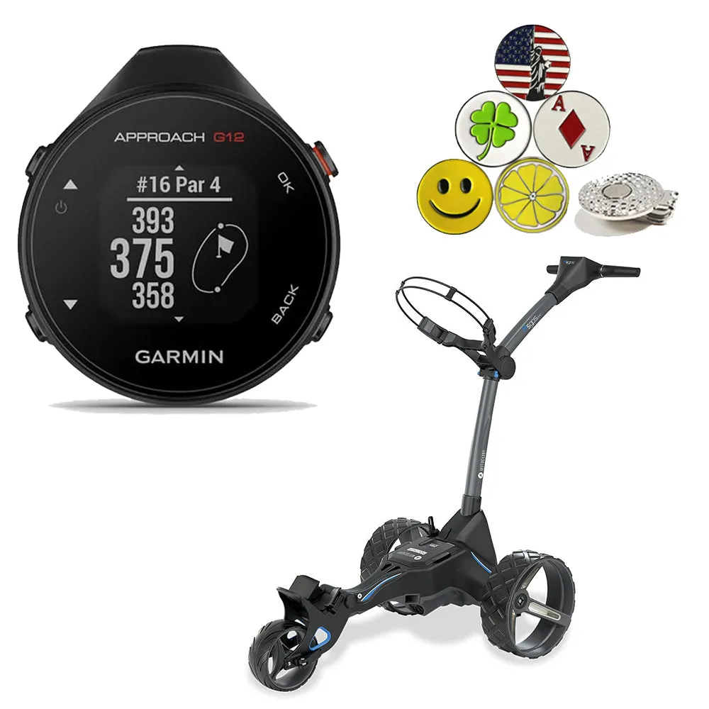 Motocaddy M5 GPS DHC Electric Caddy, Garmin Approach G12, Ball Markers