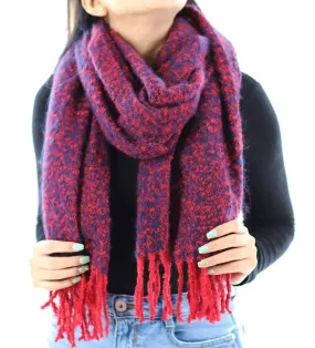 Muffler Scarf Plush with Fringe - Blue/Red