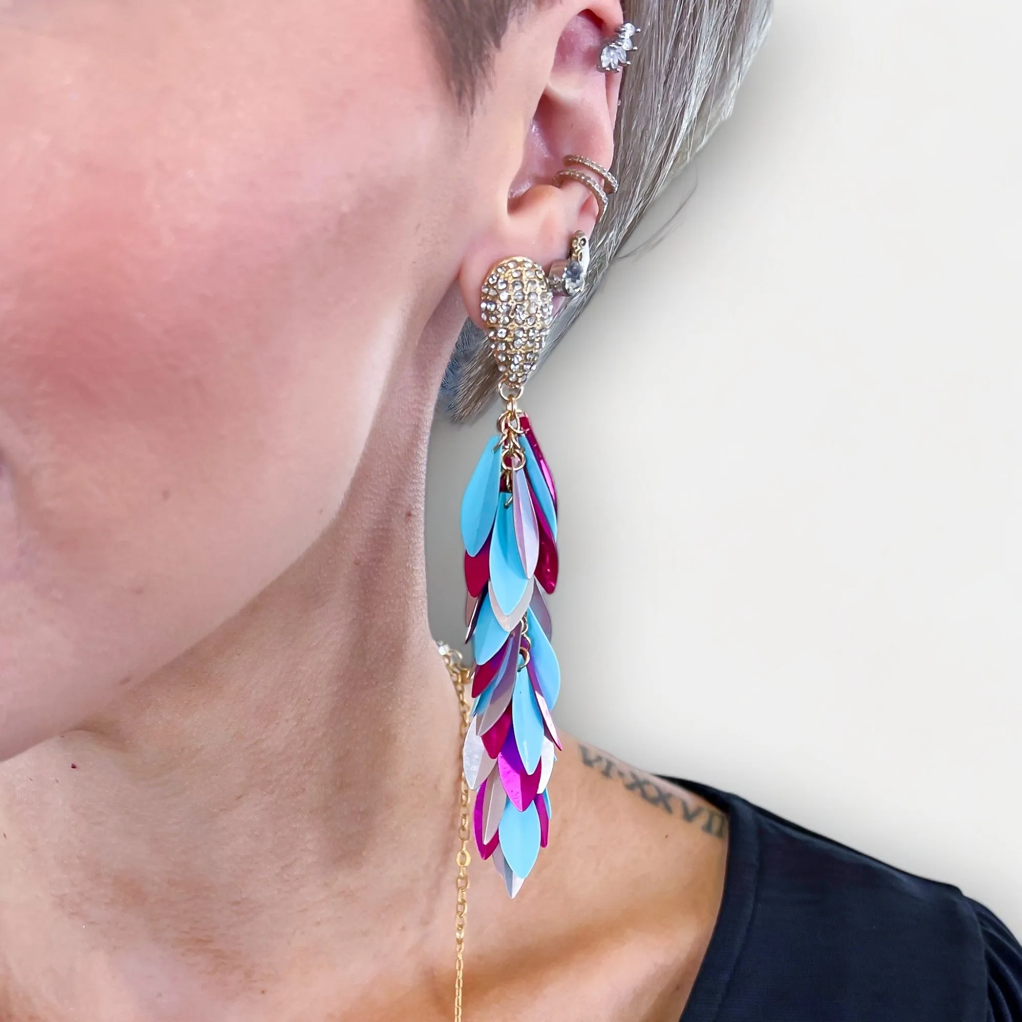 Multi Sequin Fringe Earrings