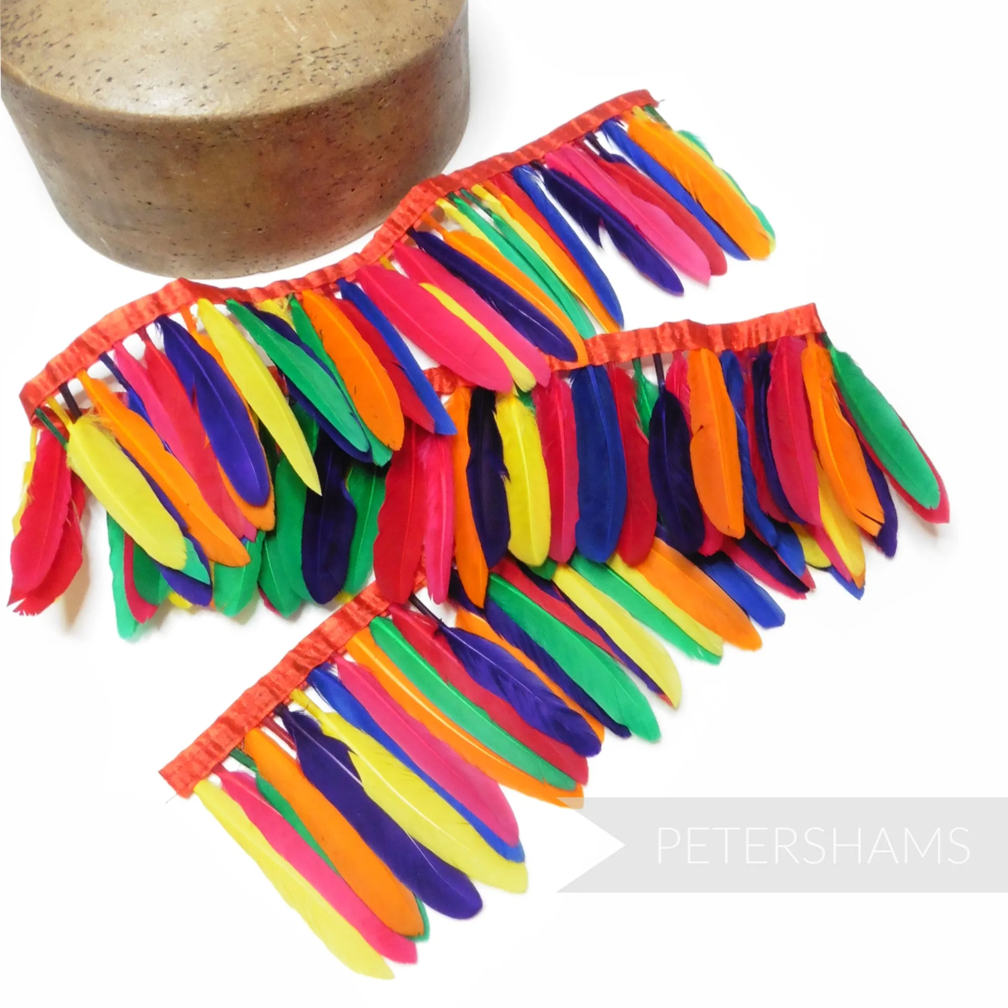 Multicolour Petite Goose Feather Fringe - 1m