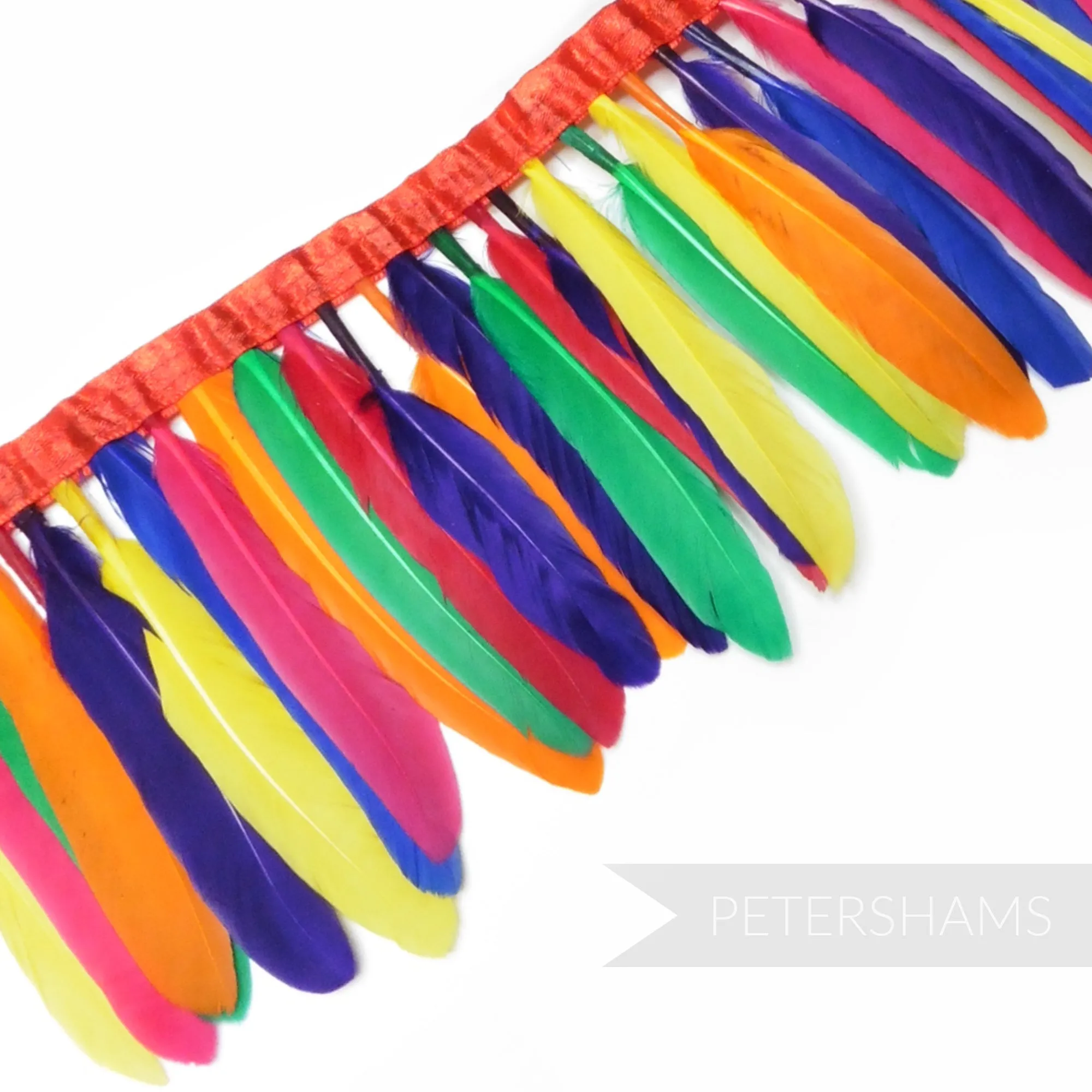 Multicolour Petite Goose Feather Fringe - 1m