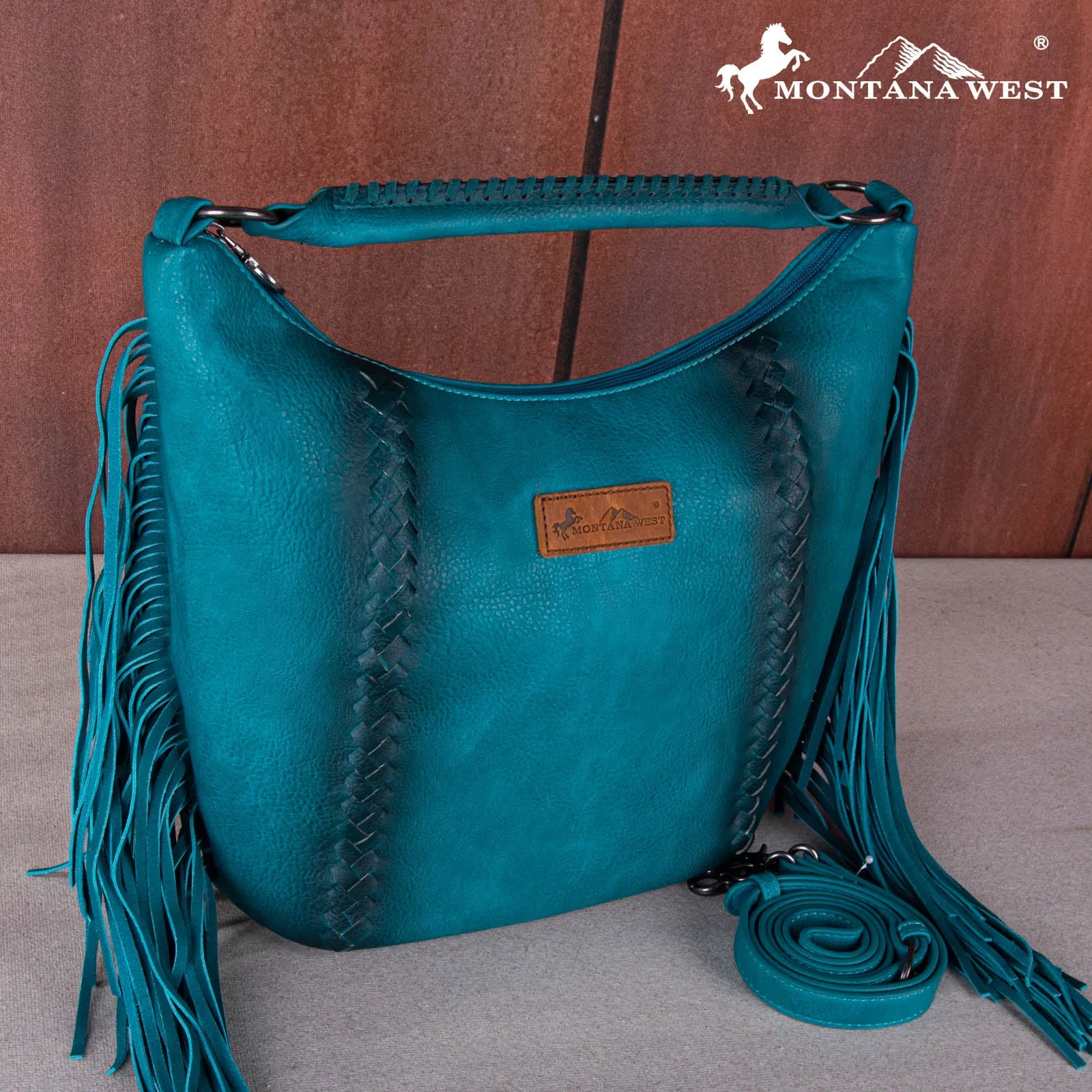 MWF1007G-9360 Montana West Fringe Collection Concealed Carry Hobo/Crossbody -Turquoise