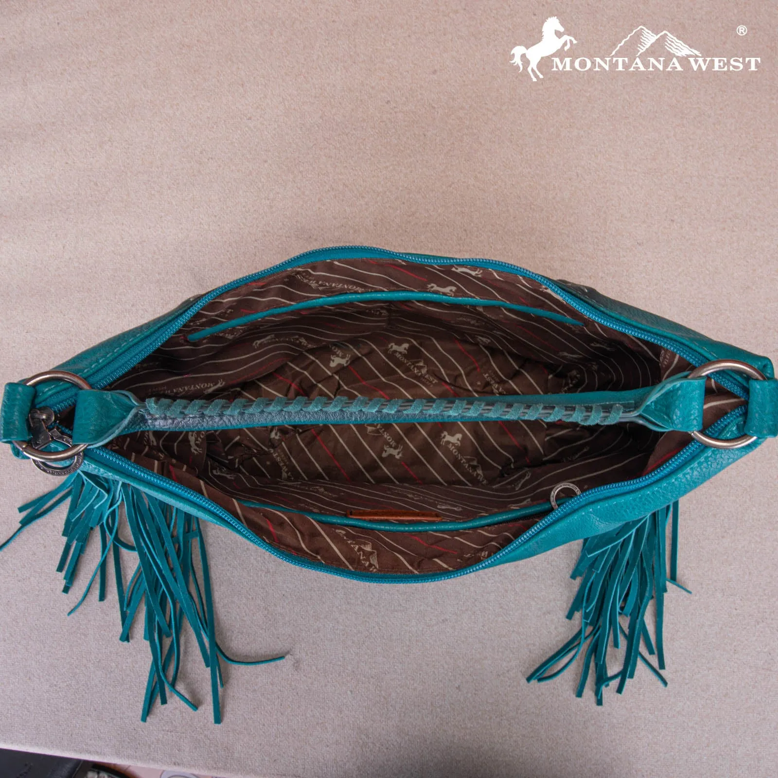 MWF1007G-9360 Montana West Fringe Collection Concealed Carry Hobo/Crossbody -Turquoise