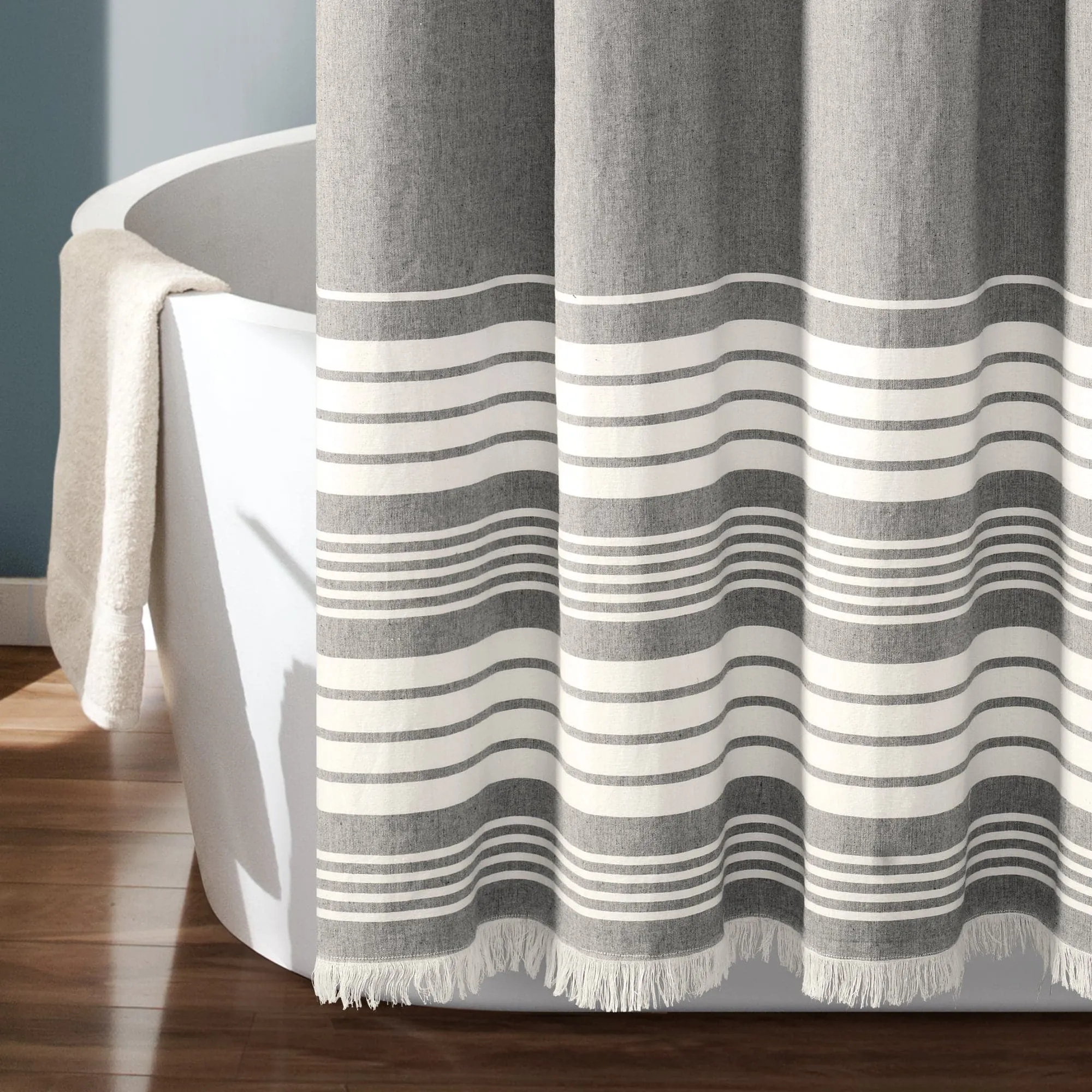 Nantucket Yarn Dyed Tassel Fringe Shower Curtain