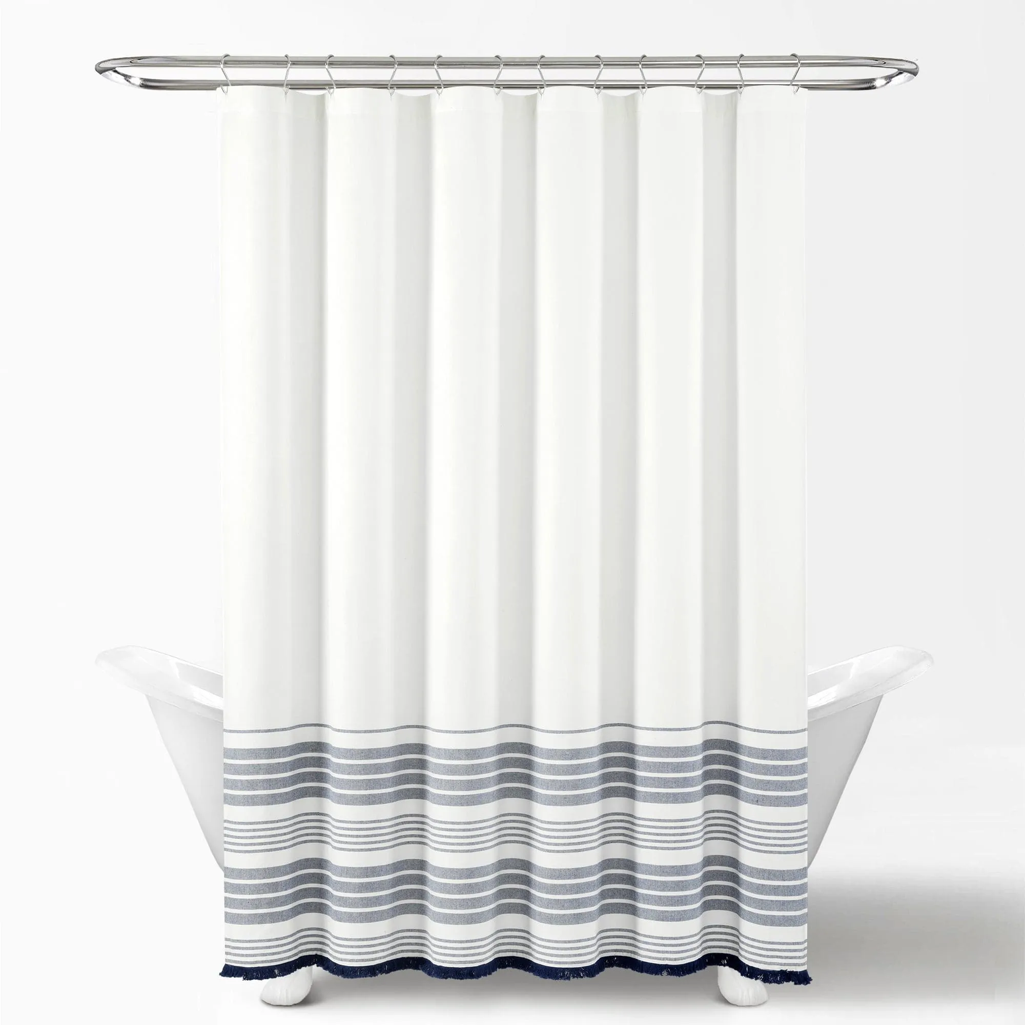 Nantucket Yarn Dyed Tassel Fringe Shower Curtain