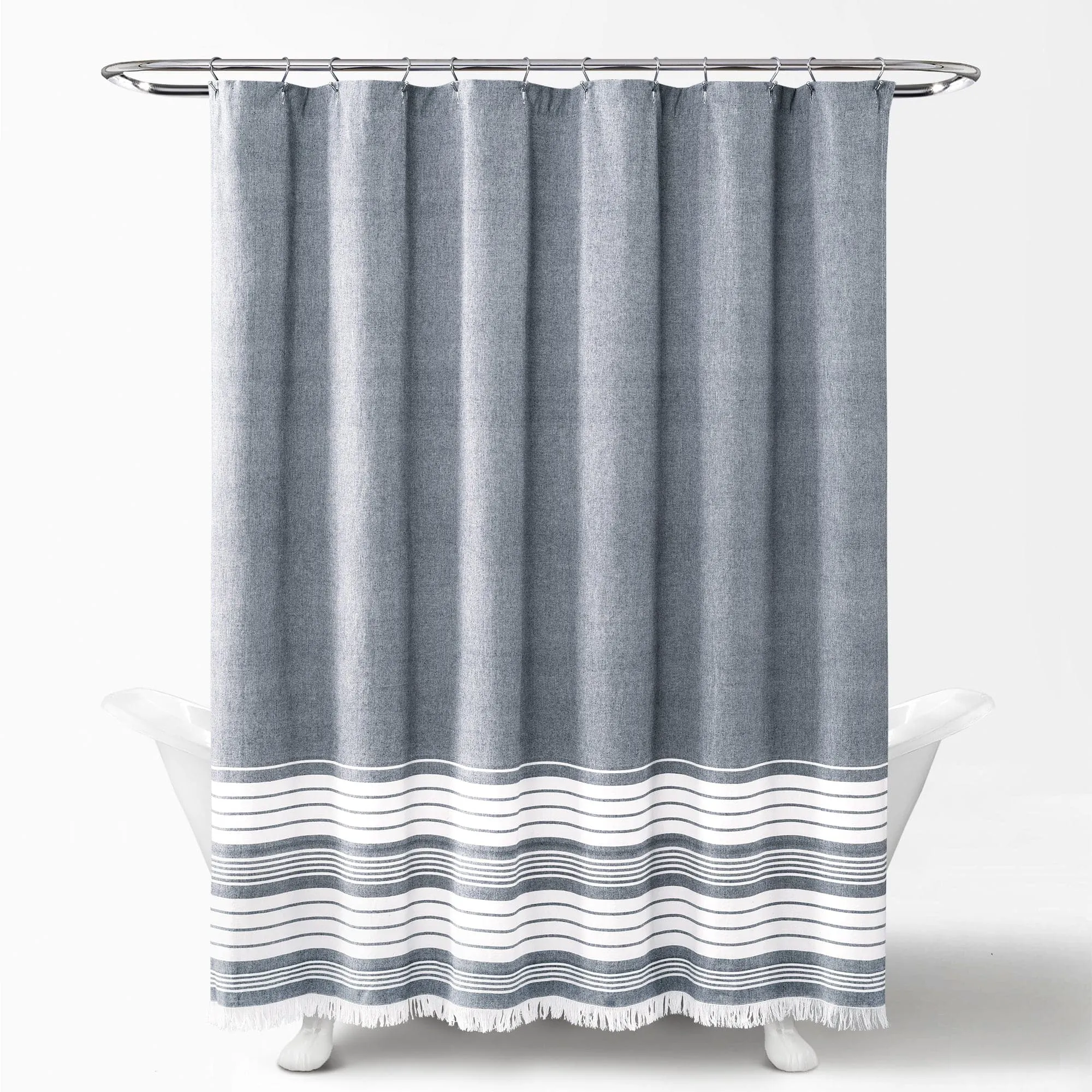 Nantucket Yarn Dyed Tassel Fringe Shower Curtain