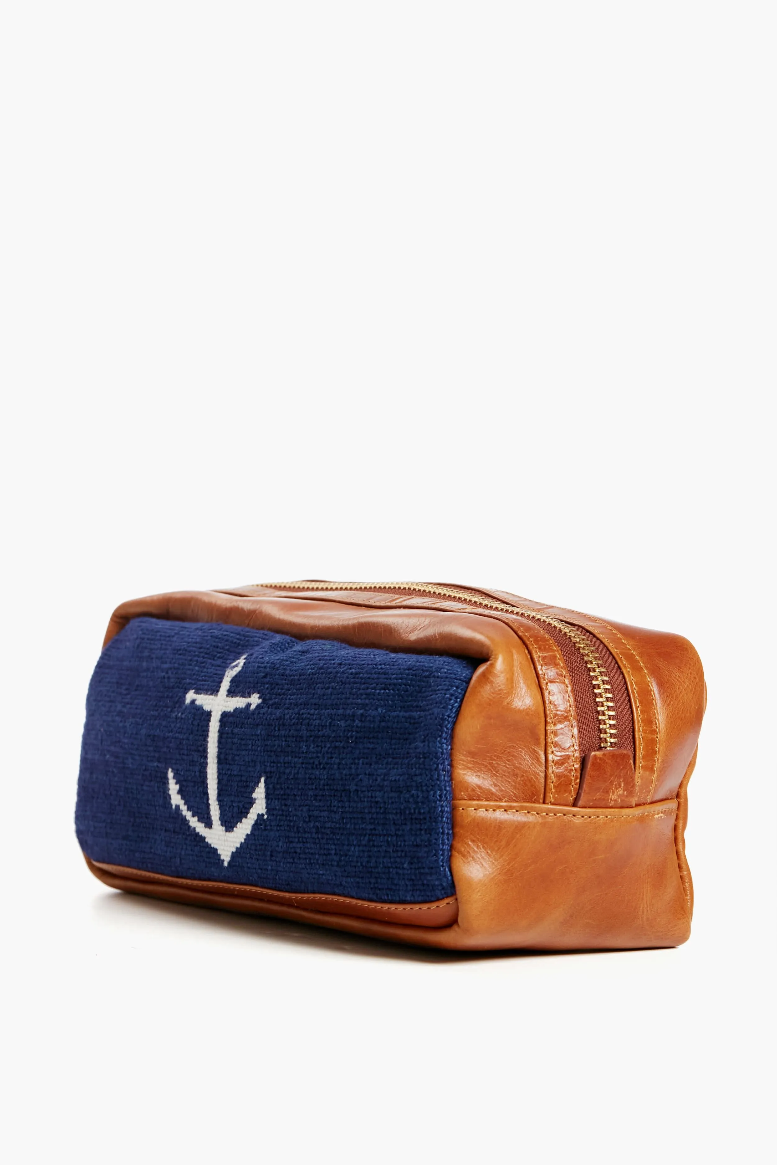 Navy Anchor Needlepoint Toiletry Bag