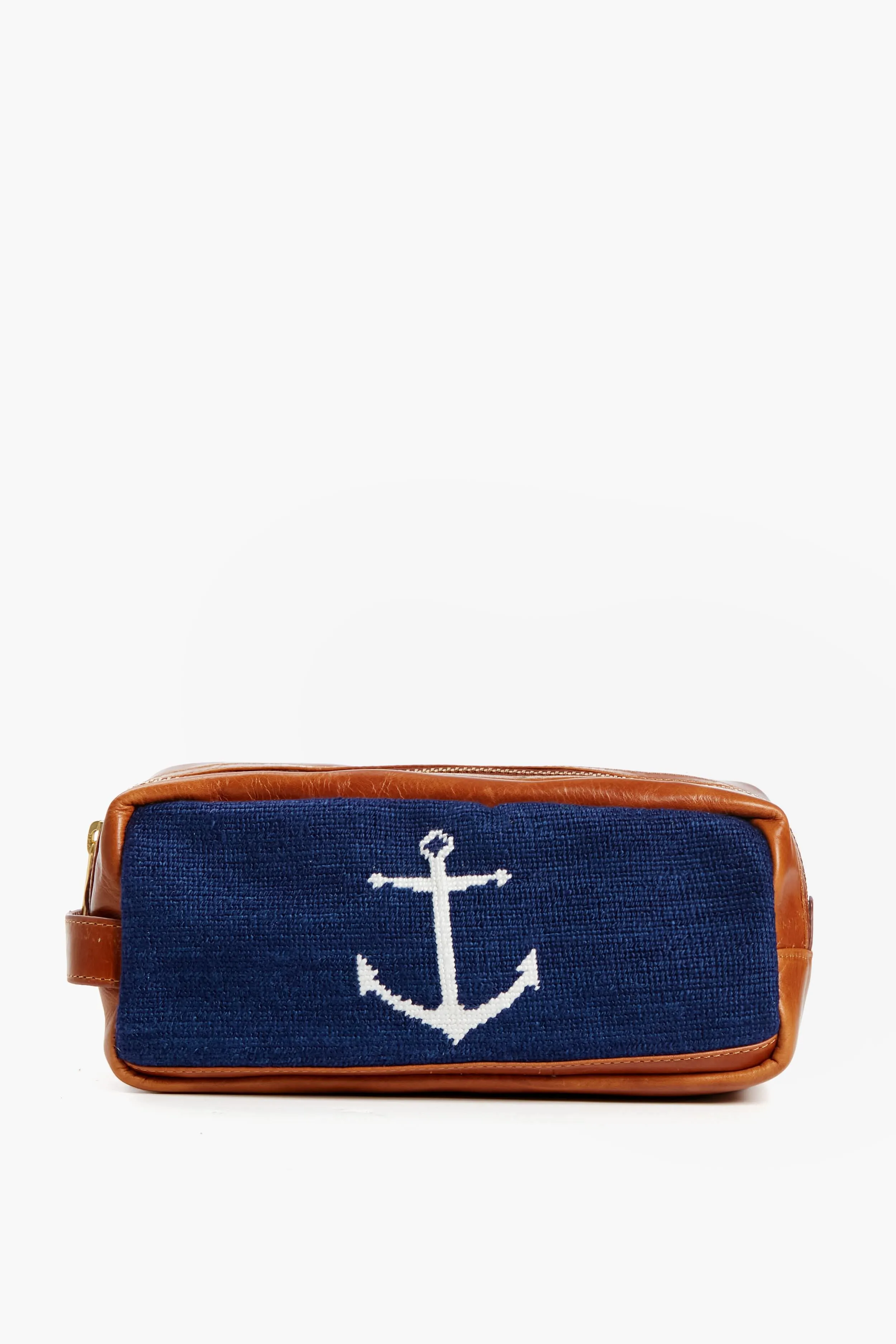 Navy Anchor Needlepoint Toiletry Bag