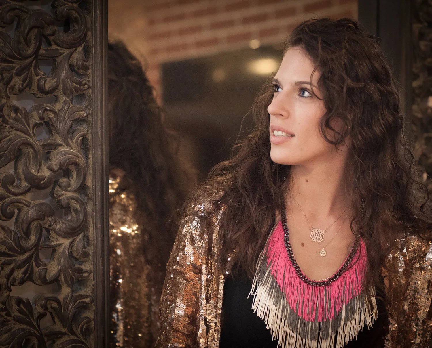 Neon Fringe and Chain Necklace