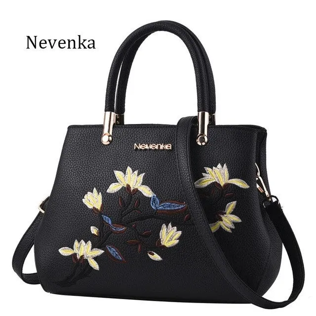 Nevenka Women Bag Zipper Embroidery Handbag Flower Bag Floral Tote Ladies Evening Strap Bags Colorful Female Messenger Bags Sac