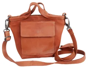 Orange Mini Leather Top Handle Crossbody Bag