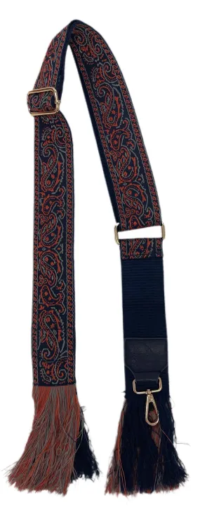 PAISLEY BAG STRAP W/FRINGE-ASSORTED