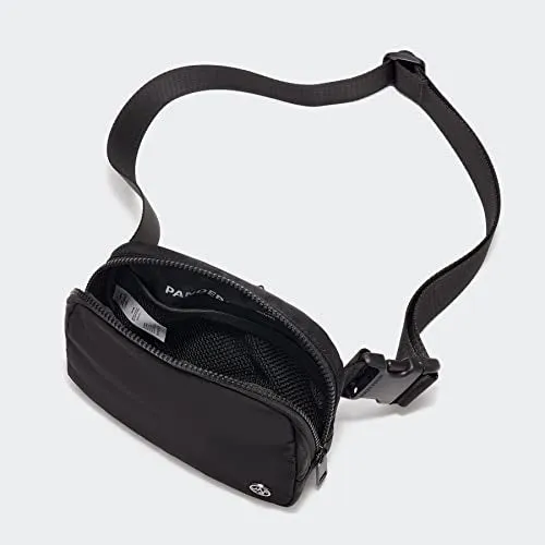 Pander Two Way Zipper Fanny Pack Nylon Everywhere Belt Bag for Women, Water Repellent Waist Packs, Crossbody Bags with Adjustable Strap (Black).