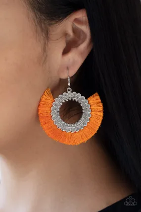 Paparazzi Fringe Fanatic Earrrings Orange