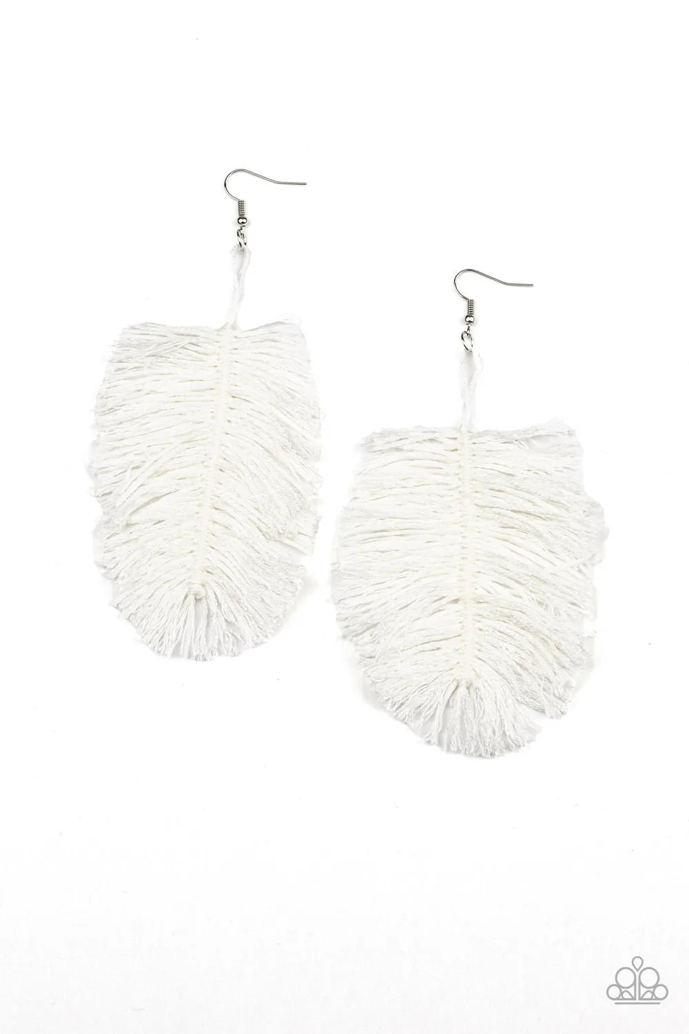 Paparazzi Hanging By A Thread Earrings White