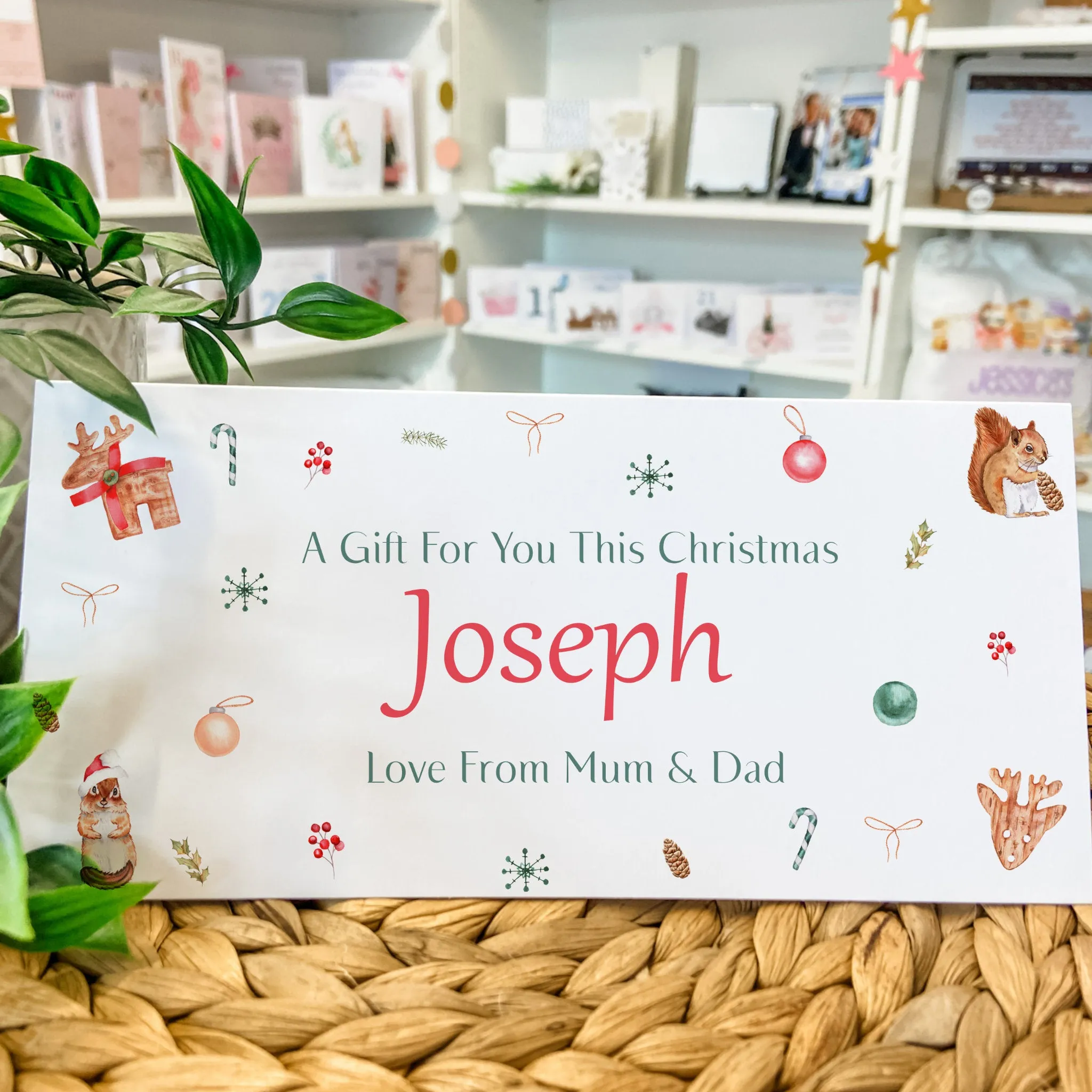 Personalised Christmas Card Wallet for Gifting Cash, Custom Festive Money Holder