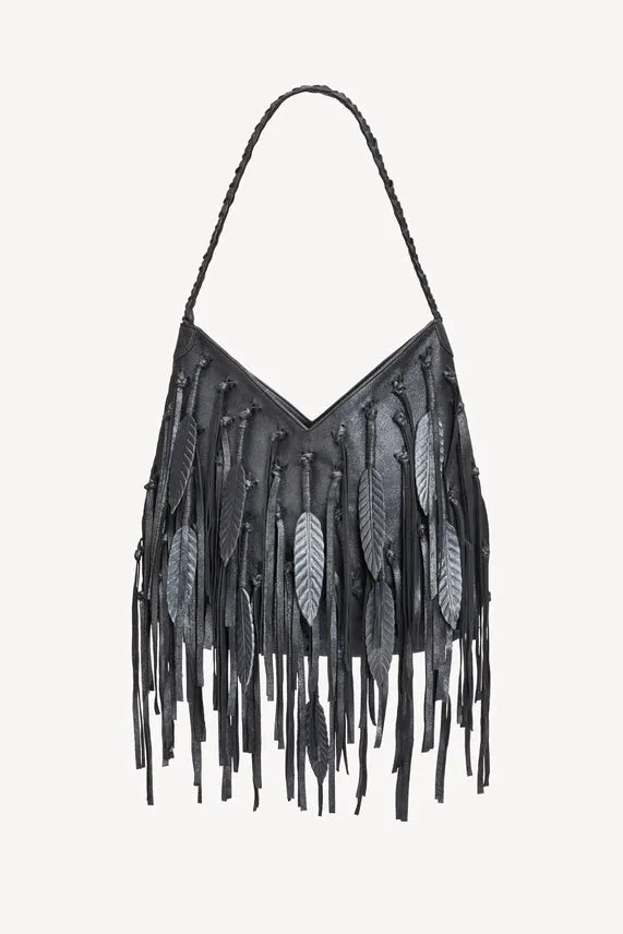 Pocahontes Leaf Shoulder Bag Metallic Charcoal