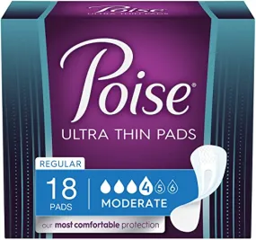 Poise Pads, Ultra Thin, Moderate Absorbent, Regular Length 18/pk