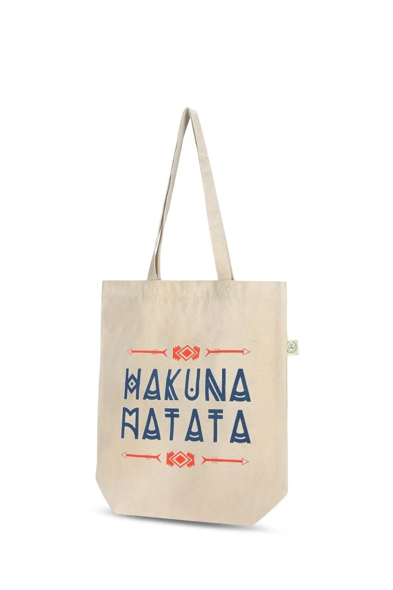 Premium Cotton Canvas Tote Bag- Hakuna Matata White