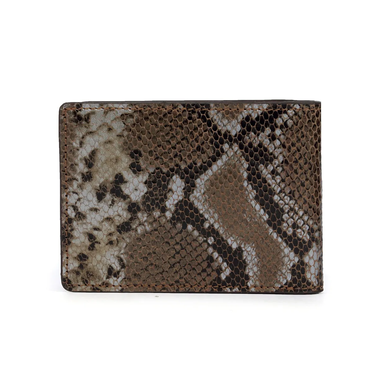 Python Snake Skin Textured Leather Bi-Fold Wallet