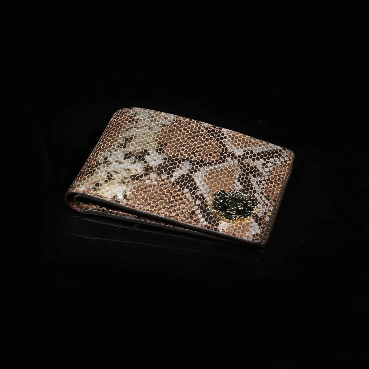 Python Snake Skin Textured Leather Bi-Fold Wallet