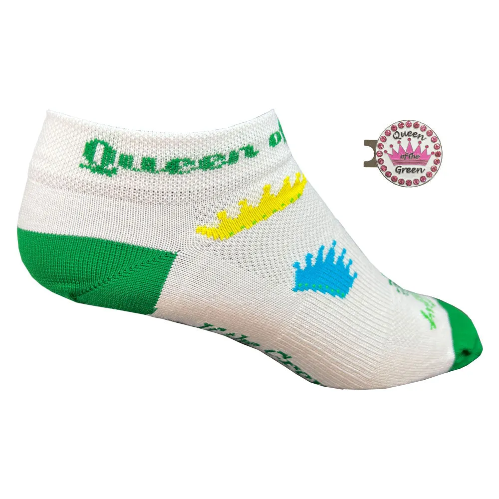 Queen Of The Green Women's Golf Sock With Ball Marker