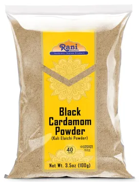 Rani Black Cardamom Powder (Kali Elachi) Indian Spice 3.5oz (100g) ~ All Natural | Vegan | Gluten Friendly | NON-GMO | Kosher | Indian Origin | Smokey, Tsaoko, Cao Guo, Bach Dan Khau, Badi