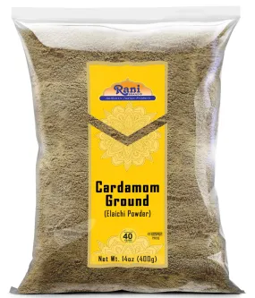 Rani Cardamom (Elachi) Ground, Powder Indian Spice 14oz (400g) ~ All Natural | No Color Added | Gluten Friendly | Vegan | NON-GMO | Kosher | No Salt or Fillers