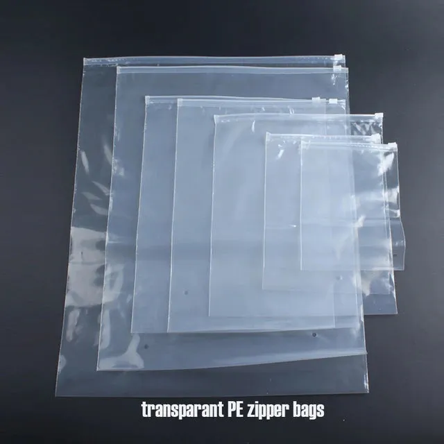 Re-Usable Slide Lock Seal Plastic Bags Clear PE Single Layer Waterproof 10pack