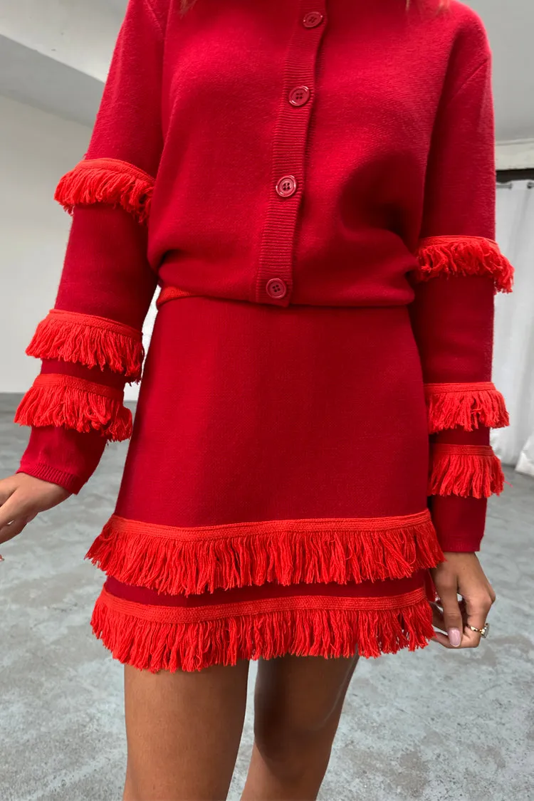 Red Fringe Jake Skirt