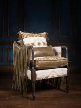 Reversible Fringe Leather Accent Chair