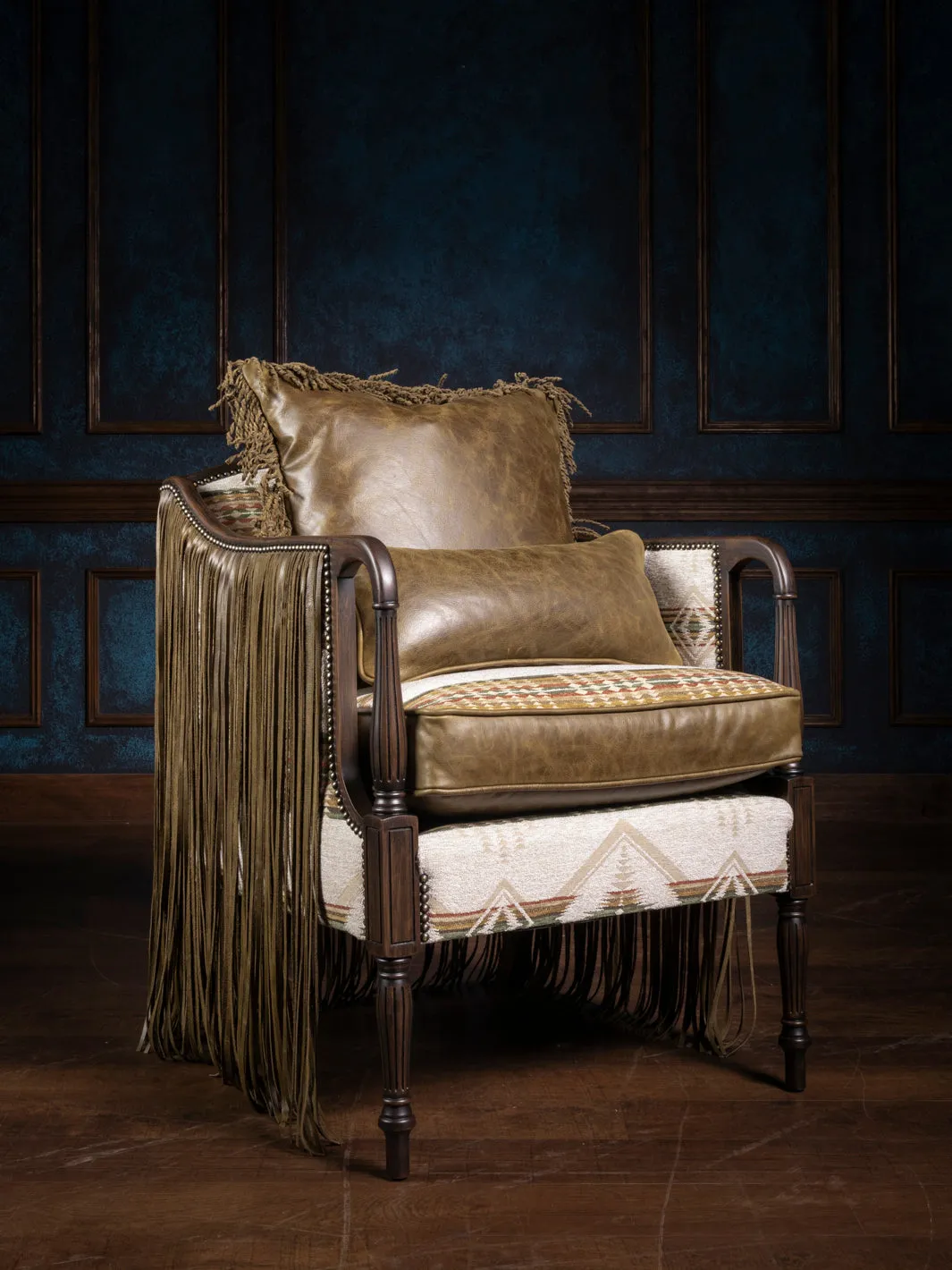 Reversible Fringe Leather Accent Chair