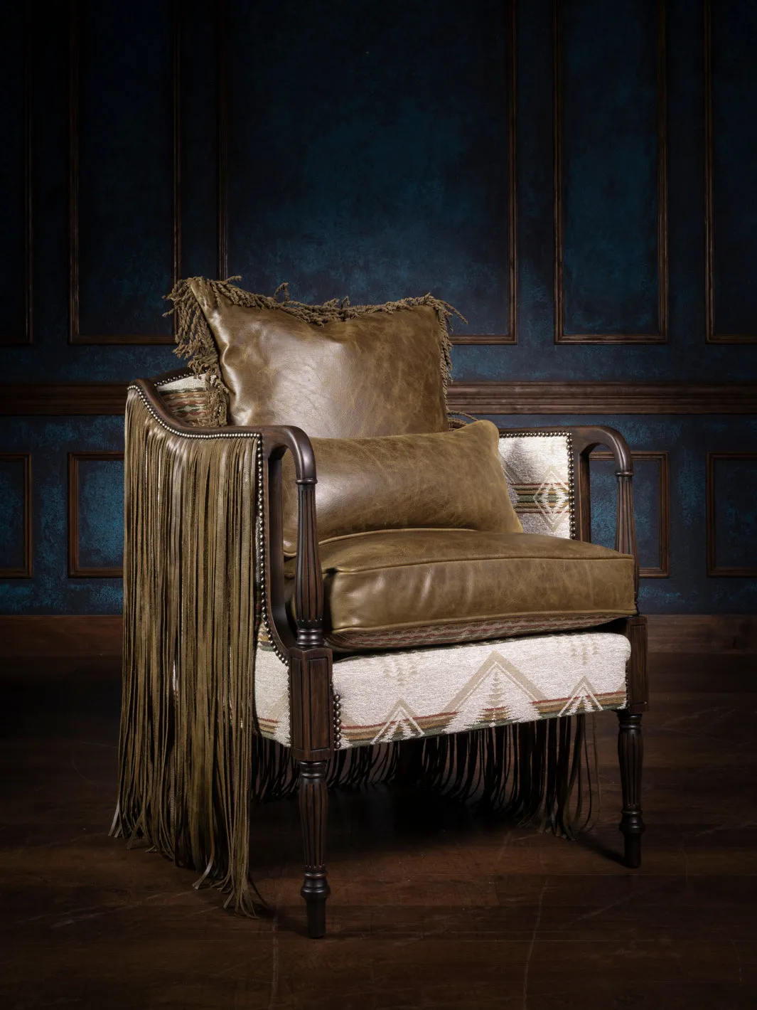 Reversible Fringe Leather Accent Chair